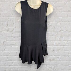 Gauchere Paris Asymetrical Wool  Peplum Tank With Laser Cut Ruffle Size FR 34
